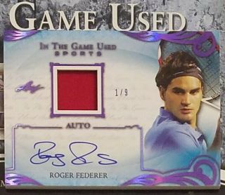 Roger Federer 2019 Leaf In The Game Autograph/patch Relic Sp Card 1/9 Auto