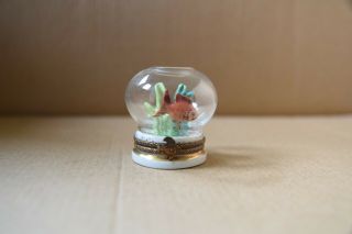 Vintage Limoges French Figural Trinket Box – Fish Bowl On Stand