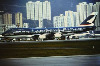 Slide Hong Kong Kai Tak Airport Cathay Pacific B - 747 - 200 B - Hib 1997 Hkg