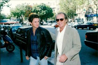 Vintage Photograph Of Actors Jack Nicholson And Sean Penn In Paris