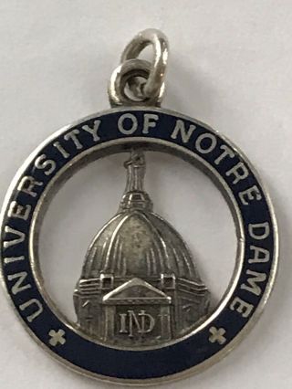 Vintage Sterling Silver Charm Enameled University Of Notre Dame 3.  2 Gr