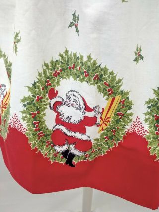 Vintage 1950 ' s Christmas Santa Claus Cotton Apron White Red Charming 3