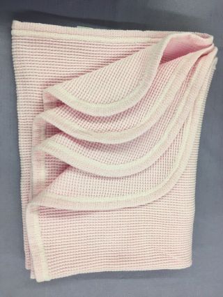 Vintage Baby Morgan Pink Cotton Thermal Waffle Knit Blanket 30x40