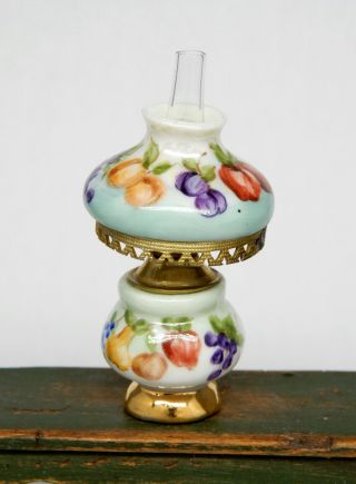 Vintage Ni - Glo Nicole Minnick Fruit Hurricane Lamp Dollhouse Miniature 1:12