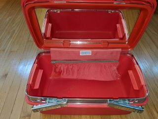 Vintage Samsonite Red Train Case Carry Luggage Make Up Cosmetic Montbello II 3