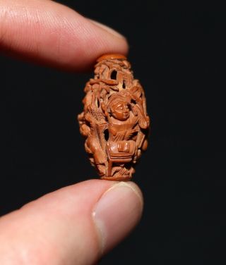 Antique Chinese Rare Carved Heidao Nut Bead,  Qing Dynasty,  19th Century.