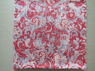 Vintage Pottery Barn Pillow Cover Sham Red & Gray Paisley Zipper Closure 20x20 "