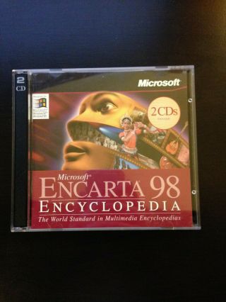 Vintage Microsoft Encarta 98 Encylopedia For Windows 95 2 Cds