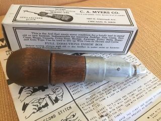 Vintage C.  A.  Myers Leather Sewing Awl Instructions Box Usa