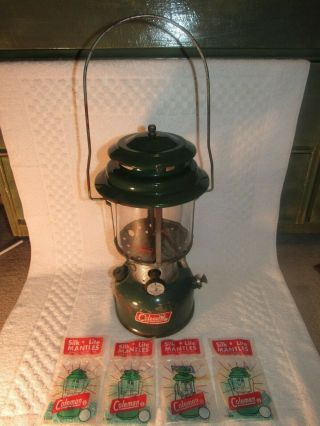 1968 Coleman 220f 228f Double Mantle Lantern W/4 Packs Of 21a Silk Lite Mantles