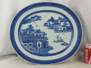 Fine Large 18th C Chinese Porcelain Blue And White Landscape Platter Charger