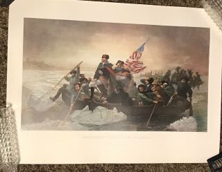 Vtg Emanuel Leutze Washington Crossing the Delaware River Print Poster 18X24 2