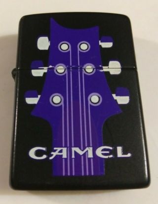 Camel Music Zippo Lighter Black Matte,  Purple Guitar