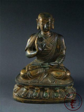 Large Antique Vintage Old Chinese Tibet Gilt Bronze Tibetan Buddha Statue