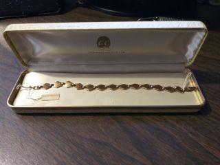 Vintage 1/20 - 12k Gold Filled Bracelet W/ Box - Diamond Scales - C.  C.  - 7 "
