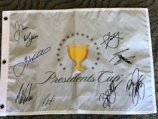 Thomas Fowler Reed Kuchar Signed Auto 2019 The Presidents Cup Golf Pin Flag Pga
