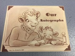Vintage 1947 Borden’s Milk Elsie & Baby Beauregard Advertising Autographs Bklt