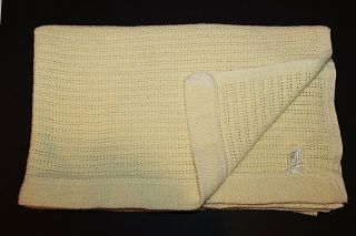 Vintage Beacon Pastel Yellow Baby Blanket Open Waffle Weave Woven Wpl 1675 Usa