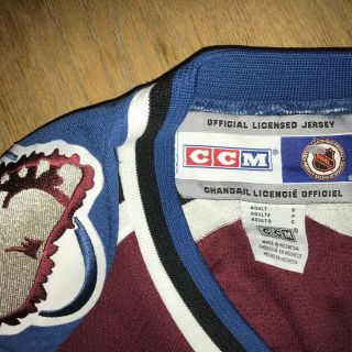 COLORADO AVALANCHE STITCHED VINTAGE CCM HOCKEY JERSEY MENS SMALL 2