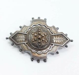 Antique 19c Victorian Renaissance Revival Sterling Silver Ornate Locket Brooch