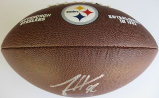 James Harrison,  Pittsburg Steelers,  signed,  autographed,  Logo football,  proof 2