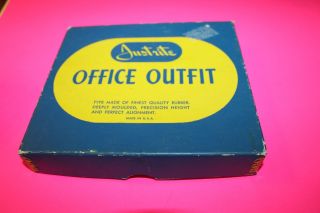 Vintage Justrite Office Outfit Rubber Stamp Set 14 Pt.  Printing Kit