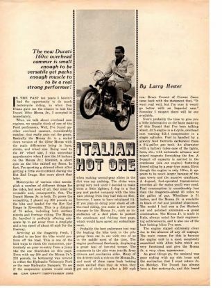 1965 Ducati 160cc Monza Junior Motorcycle 2 - Page Article / Ad