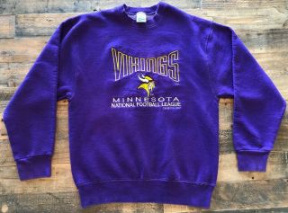 Vintage 1994 Minnesota Vikings Medium Embroidered Sweatshirt - Mens Purple