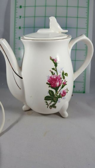 Vintage Pink Rose Electric Hot Water Heater Coffee Pot Teapot Morris Struhl