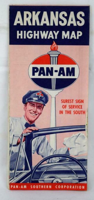 1950s Pan - Am Southern Corporation Arkansas Highway Map