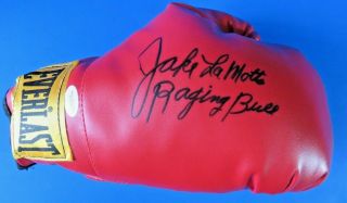 Jake Lamatta Signed 12oz Everlast Boxing Glove Insc.  " Raging Bull " Jsa D31673