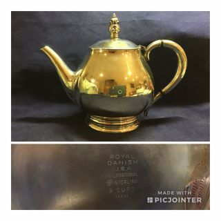 International Royal Danish Sterling Silver Tea Pot 13002 No Monogram
