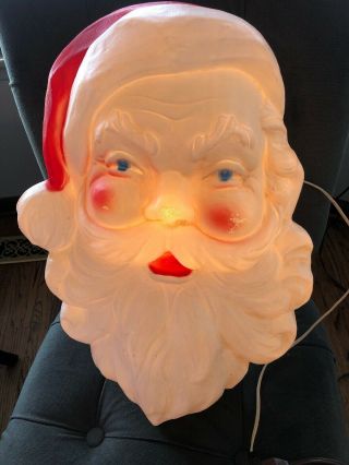 Vintage Union Products 21” Santa Face Head Blow Mold Lights Up