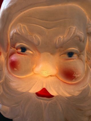 Vintage Union Products 21” Santa Face Head Blow Mold Lights Up 2