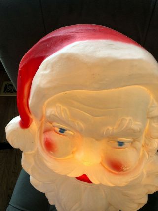 Vintage Union Products 21” Santa Face Head Blow Mold Lights Up 3