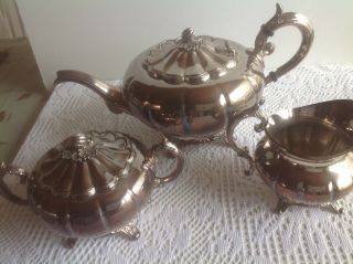 Viners Of Sheffield Vintage 3 Piece Silver Plated Tea Set