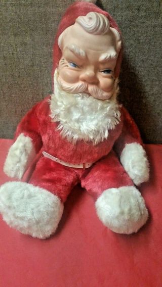 Vintage Christmas Plush Santa Claus Doll 14 " Rubber Face