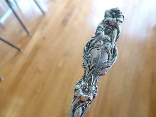 Art Nouveau LILY Flower Whiting Sterling Silver Serving Lettuce Fork 8.  75 