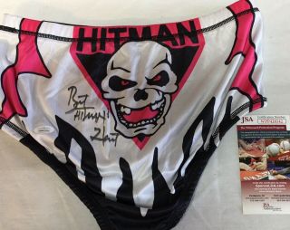 Wwe Signed Custom Bret Hitman Hart Trunks /jsa And A Signed Photo