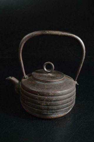 U1385: Japanese Old Iron Shapely Tea Kettle Teapot Tetsubin,  Auto Tea Ceremony