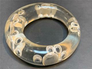 Chunky Vintage Clear Lucite Bangle Bracelet With Moving Googly Eye Inclusions