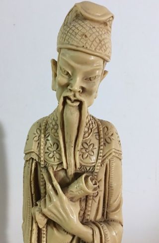 Vintage Oriental Man Resin Statue / Figure w Sword Japanese Chinese 15 