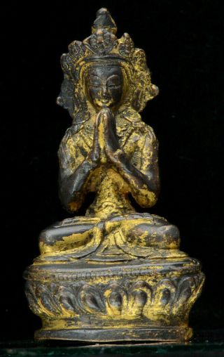 A Chinese Antique Tibetan Gilt Bronze Statue Of Buddha (17th/18th Century)