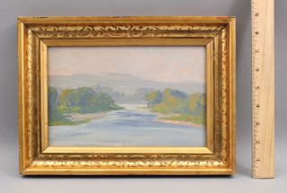 Small Antique WILL HUTCHINS American Impressionist River Landscape Oil Painting 2
