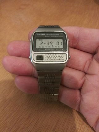 Vintage 1980 Seiko C359 - 5019 Calculator Lcd Digital Watch