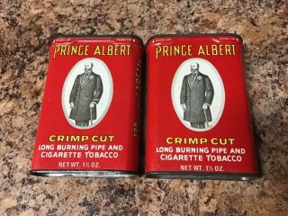 2 Vintage Prince Albert Crimp Cut Pipe And Cigarettetobacco Tins