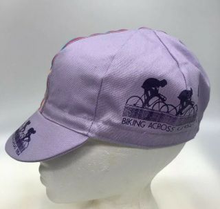 Vintage Cycling Hat Cap " Biking Across Kansas " 1984 Purple Stripes