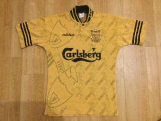 Liverpool Fc Football Shirt - Vintage - Size 34 - 36 - Adidas/carlsberg - Mustard -