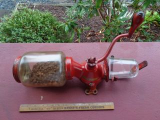 Rare Antique Enterprise Cast Iron Coffee Grinder W/ Catch Cup