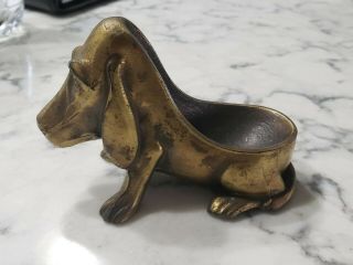 Vintage Brass Basset Hound Dog Pipe Stand Rest Holder
